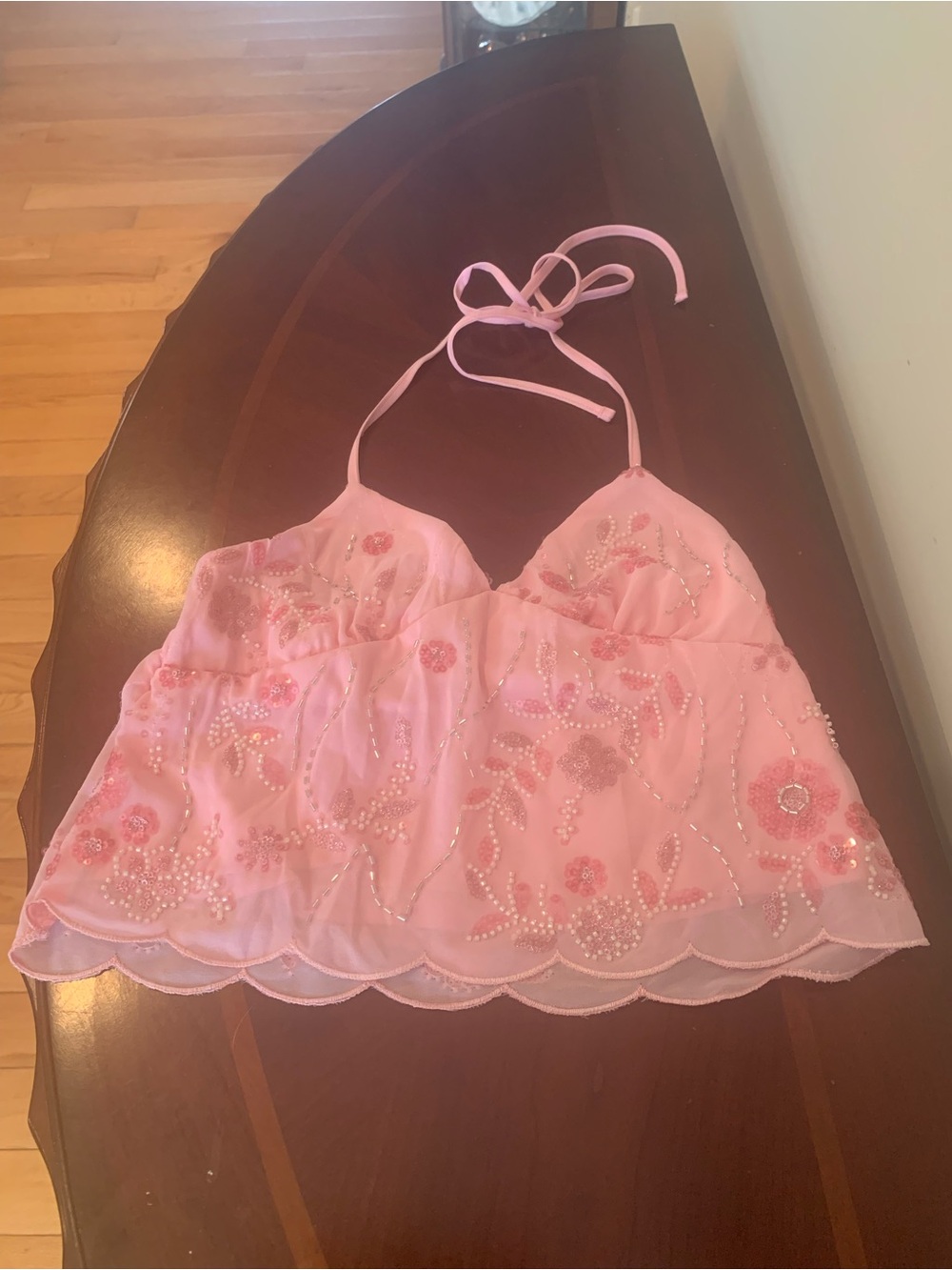 NWOT Pink Embellished Halter Crop Top by Thirty/Thirty